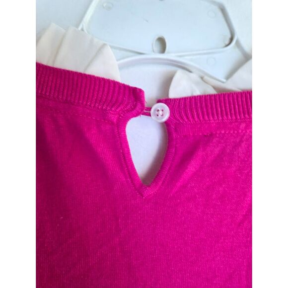 NWOT Talbots Women Pink w/White Ruffe Collar Knit Cotton Sweater size 2X - Picture 4 of 8